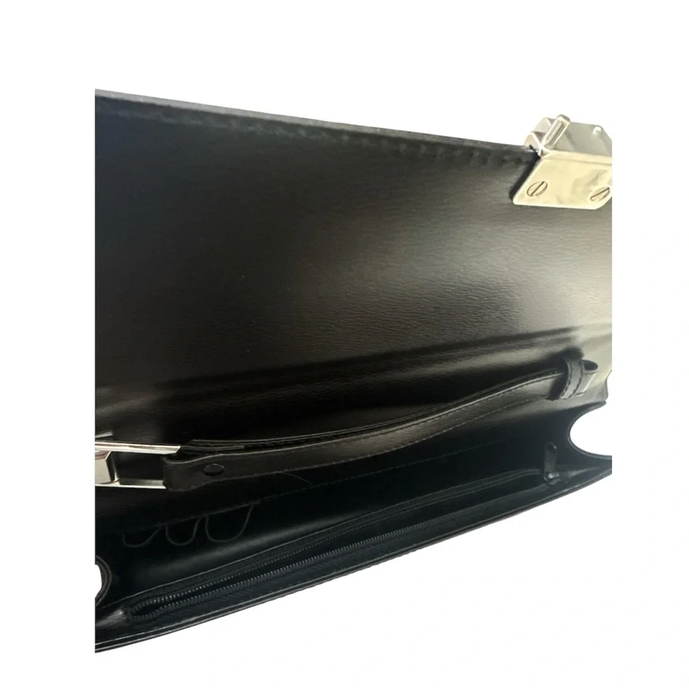 Dunhill Black Leather Document Holder Handbag with Keys, Org. Tag and COA Card
